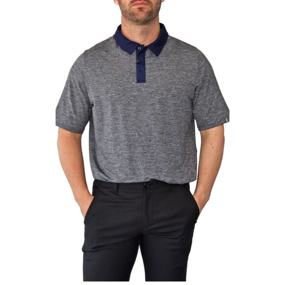 Kjus Luca Steel Grey Melange Golf Polo UPF 50+ 3-Button, Stretch, Fast-Drying XL - Picture 1 of 10